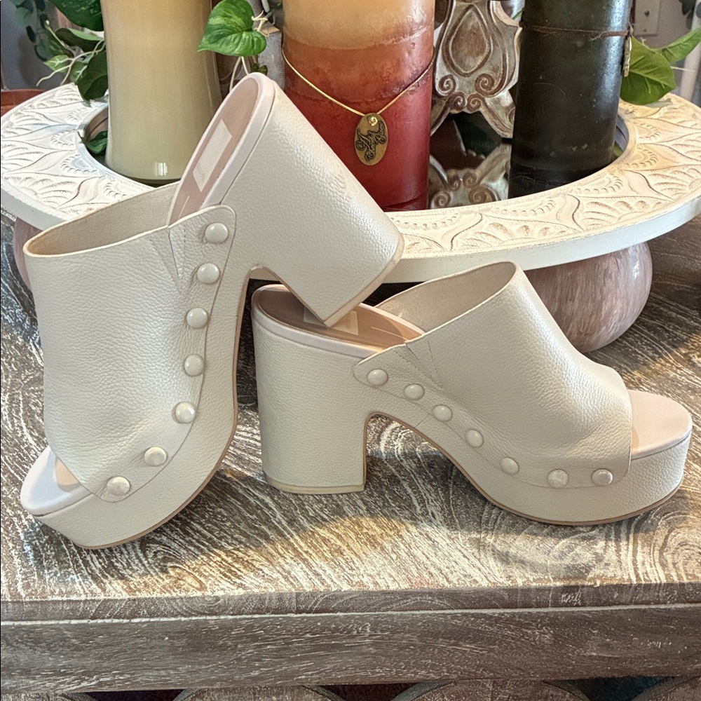 Dolce Vita Cream Studded Platform Mules